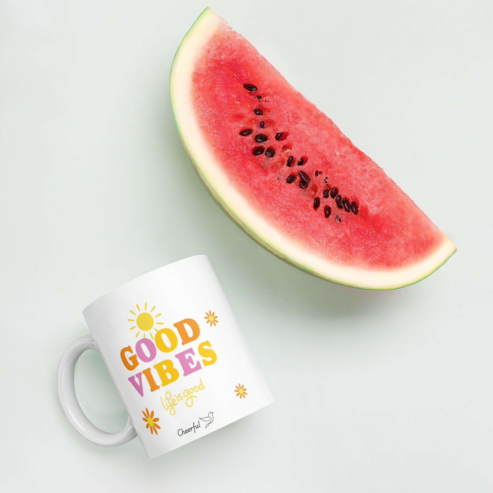 Taza cheerful good vibes